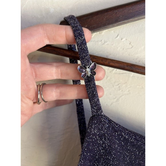 Vintage Y2K All That Jazz Maxi Formal Dress M Purple Glitter Butterfly Prom Slip - Picture 7 of 12